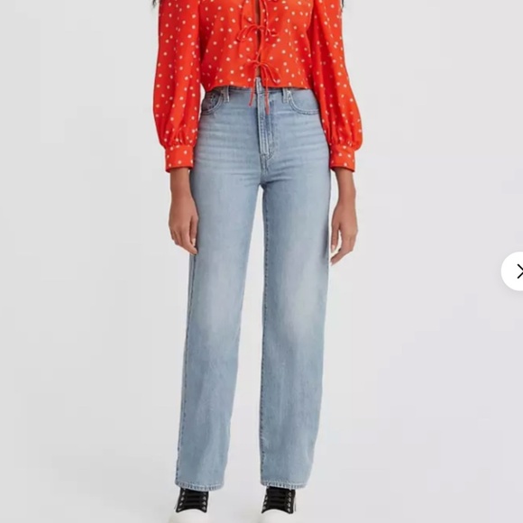 Levis High Waisted Straight Wide Leg Jeans Size 30 Light wash - Picture 2 of 8